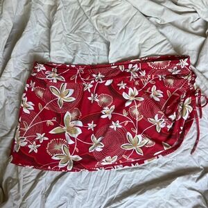 Floral Tropical Ruched Micro Mini Swim Skirt